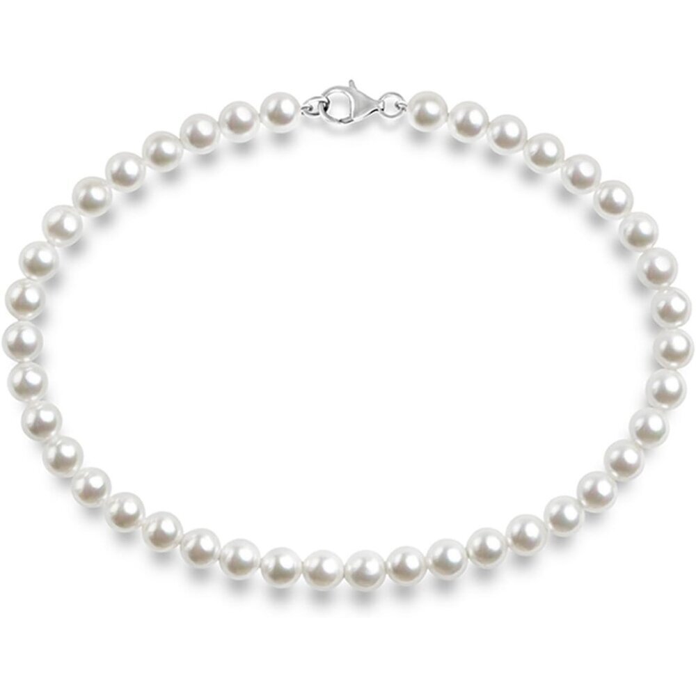 Elegant 18'' 925 Sterling Silver Pearl Necklace | June Birthstone Jewelry